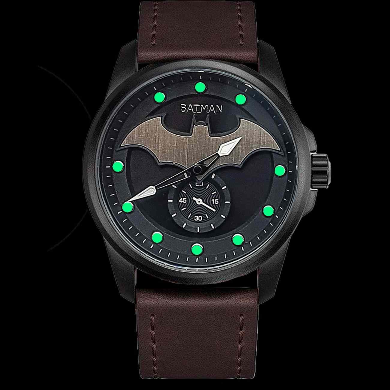 Reloj Batman Caballero Casual Elegante Cuero + Estuche